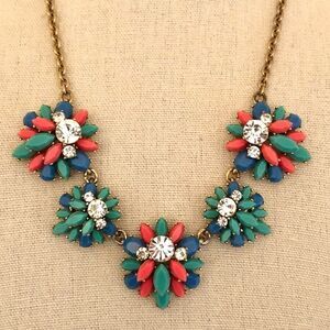 J.Crew | Resin and Rhinestone Cluster Statement Necklace | 18” Adjustable